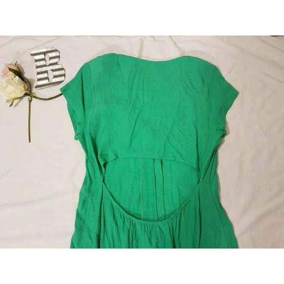 Flynn Skye Sz. S Eterie Maxi Dress Emerald Button Up Long Cut Out Back - Picture 8 of 8